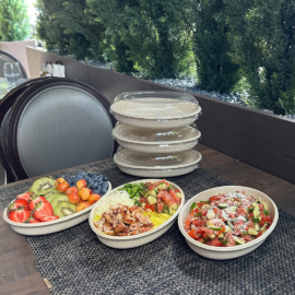 Oval Bagasse Container with PET Lid