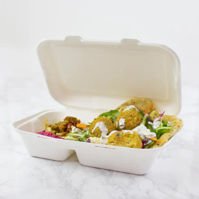 Bagasse-2-Compartment-Clamshell