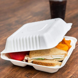 Square Bagasse Clamshell Container